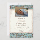 Aankondiging van de geboorte - Blue Brown Damask C (Achterkant)