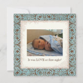 Aankondiging van de geboorte - Blue Brown Damask C (Achterkant)
