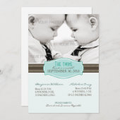 Aankondiging van de geboorte Elegant Twins: Aqua B (Voorkant / Achterkant)