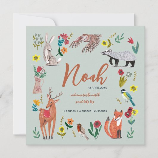 Aankondiging van de geboorte groene kauwboten (Voorkant)