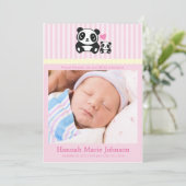 Aankondiging van de geboorte Panda - Roze (Staand voorkant)
