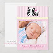 Aankondiging van de geboorte Panda - Roze (Voorkant / Achterkant)