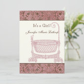 Aankondiging van de geboorte - Roze bruine Damask  (Staand voorkant)