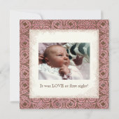 Aankondiging van de geboorte - Roze bruine Damask  (Achterkant)