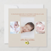 Aankondiging van de geboorte tot schattige houten  (Achterkant)