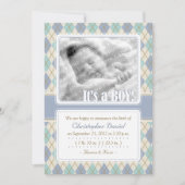 Aankondiging van de geboorte van Argyle (blauw en  (Voorkant)