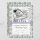 Aankondiging van de geboorte van Argyle (blauw en  (Voorkant / Achterkant)