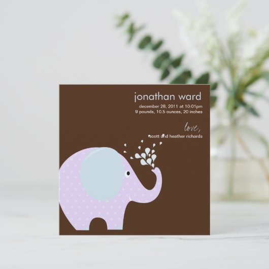 Aankondiging van de geboorte van baby Elephant (Staand voorkant)