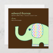Aankondiging van de geboorte van baby Elephant, br (Voorkant / Achterkant)