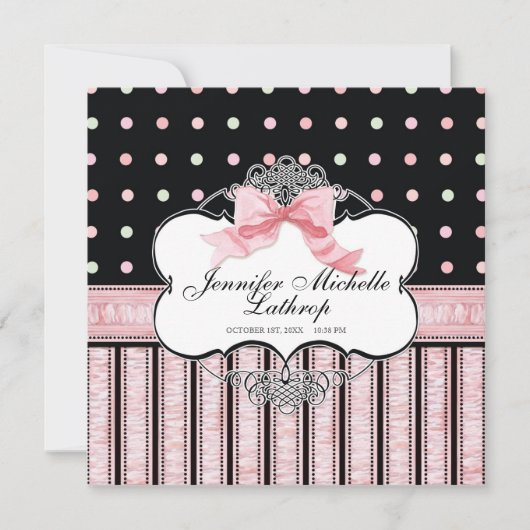 Aankondiging van de geboorte van baby - Franse Bow (Voorkant)