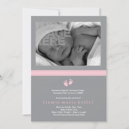 Aankondiging van de geboorte van baby - Roze (Voorkant)