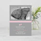 Aankondiging van de geboorte van baby - Roze (Staand voorkant)