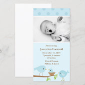 Aankondiging van de geboorte van blauwe vogels (Voorkant / Achterkant)