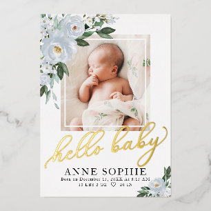 Aankondiging van de geboorte van Blue Floral & bed