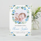 Aankondiging van de geboorte van Blue Floral Harte (Staand voorkant)