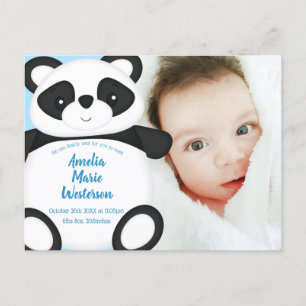 Aankondiging van de geboorte van Blue Panda Beer B Briefkaart