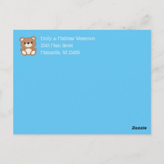 Aankondiging van de geboorte van Blue Panda Beer B Briefkaart (Achterkant)