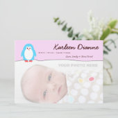 Aankondiging van de geboorte van Blue Penguin Pink (Staand voorkant)