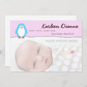 Aankondiging van de geboorte van Blue Penguin Pink (Voorkant / Achterkant)