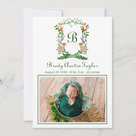 Aankondiging van de geboorte van bosdieren (Voorkant)