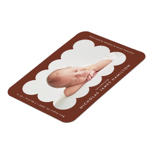 Aankondiging van de geboorte van bruin modern gesc magneet (Linkerzijde)