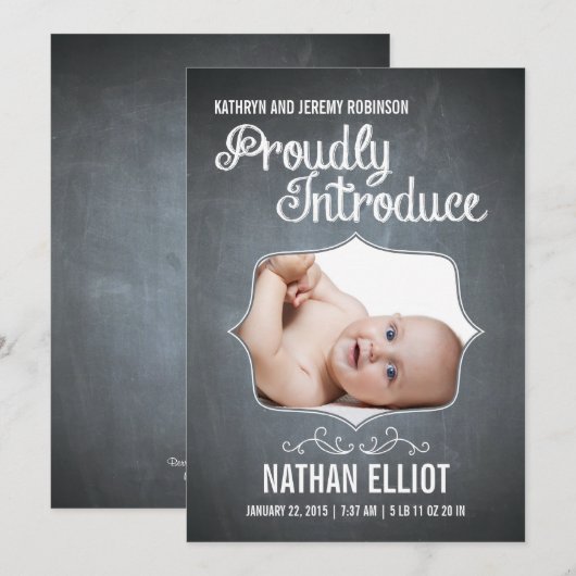 Aankondiging van de geboorte van Chalkboard (Voorkant / Achterkant)