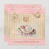 Aankondiging van de geboorte van Cute Pink Bunny B (Voorkant / Achterkant)