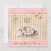 Aankondiging van de geboorte van Cute Pink Bunny B (Voorkant)