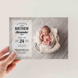 Aankondiging van de geboorte van de baby baby door