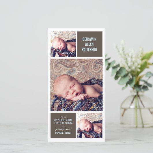 Aankondiging van de geboorte van de baby door Mode (Staand voorkant)