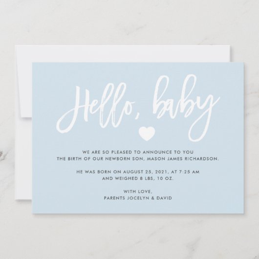 Aankondiging van de geboorte van de baby van de ba (Achterkant)