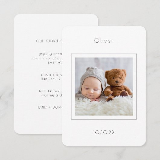 Aankondiging van de geboorte van de baby van de mo (Voorkant / Achterkant)