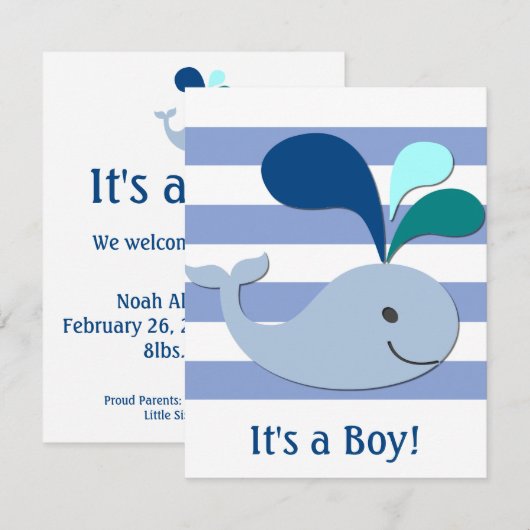 Aankondiging van de geboorte van de blauwe walvis (Voorkant / Achterkant)