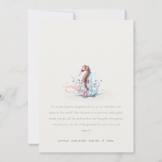 Aankondiging van de geboorte van de Cute Nautical (Achterkant)