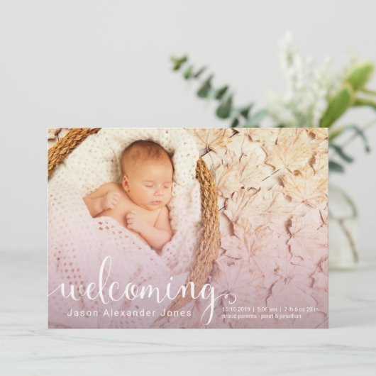 Aankondiging van de geboorte van de nieuwe baby ve (Staand voorkant)