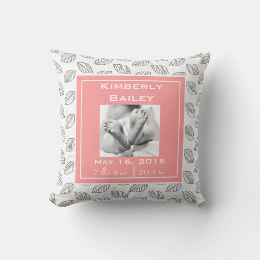 Aankondiging van de geboorte van de Nursery, roze Kussen (Voorkant)