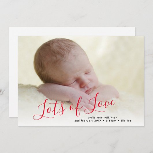 Aankondiging van de geboorte van de Valentijnse fo (Voorkant / Achterkant)