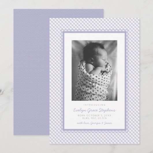 Aankondiging van de geboorte van de zoete paars Gi (Voorkant / Achterkant)