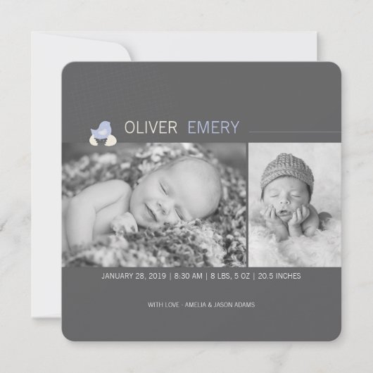 Aankondiging van de geboorte van een gebroken eier (Voorkant)