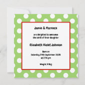 Aankondiging van de geboorte van een gepersonalise (Achterkant)