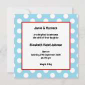 Aankondiging van de geboorte van een gepersonalise (Achterkant)