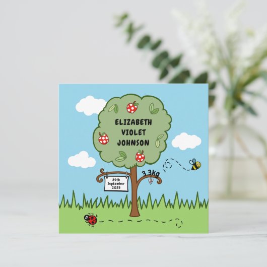 Aankondiging van de geboorte van een gepersonalise (Staand voorkant)