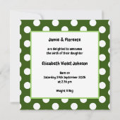 Aankondiging van de geboorte van een gepersonalise (Achterkant)