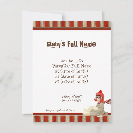 Aankondiging van de geboorte van een jongen met So (Achterkant)