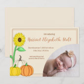 Aankondiging van de geboorte van een klein pompoen (Voorkant / Achterkant)