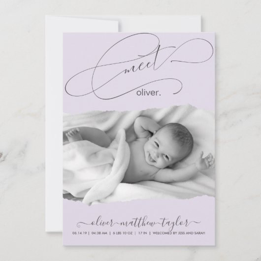 Aankondiging van de geboorte van een modern Lijst  (Voorkant)