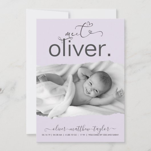 Aankondiging van de geboorte van een modern Lijst  (Voorkant)