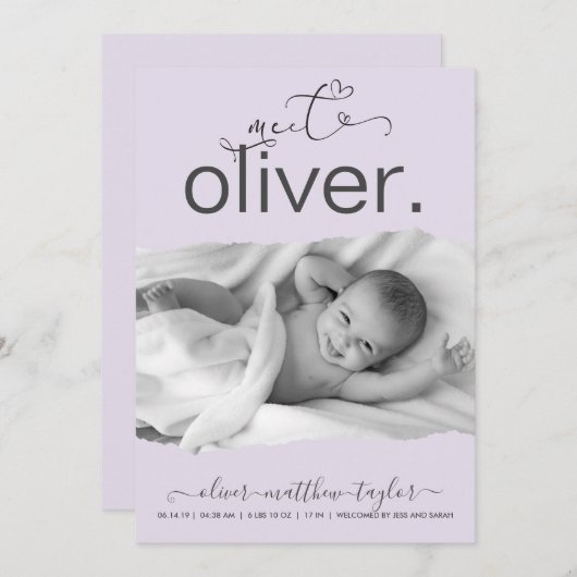 Aankondiging van de geboorte van een modern Lijst  (Voorkant / Achterkant)