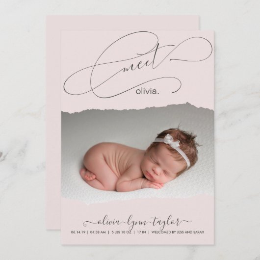 Aankondiging van de geboorte van een modern Lijst  (Voorkant / Achterkant)