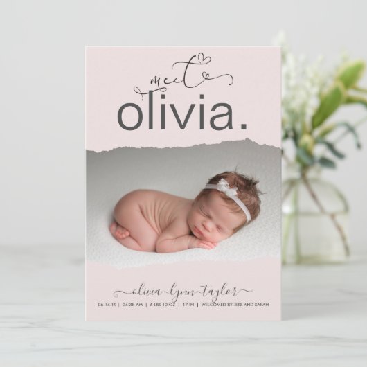 Aankondiging van de geboorte van een modern Lijst  (Staand voorkant)